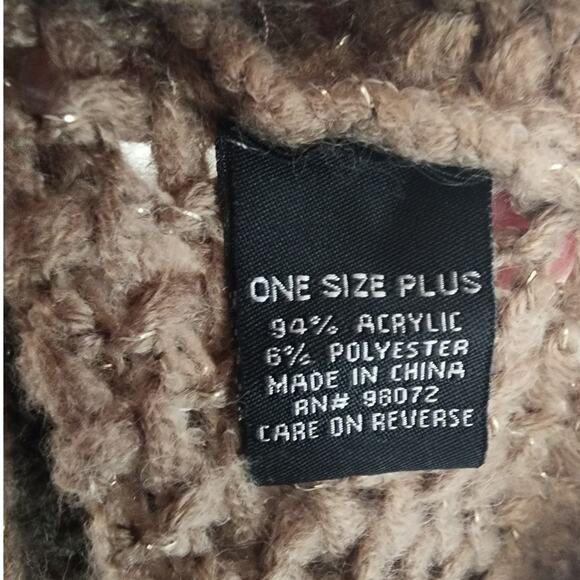 CEJON Tan Brown Knit Sweater Poncho One Size Plus - Picture 6 of 6